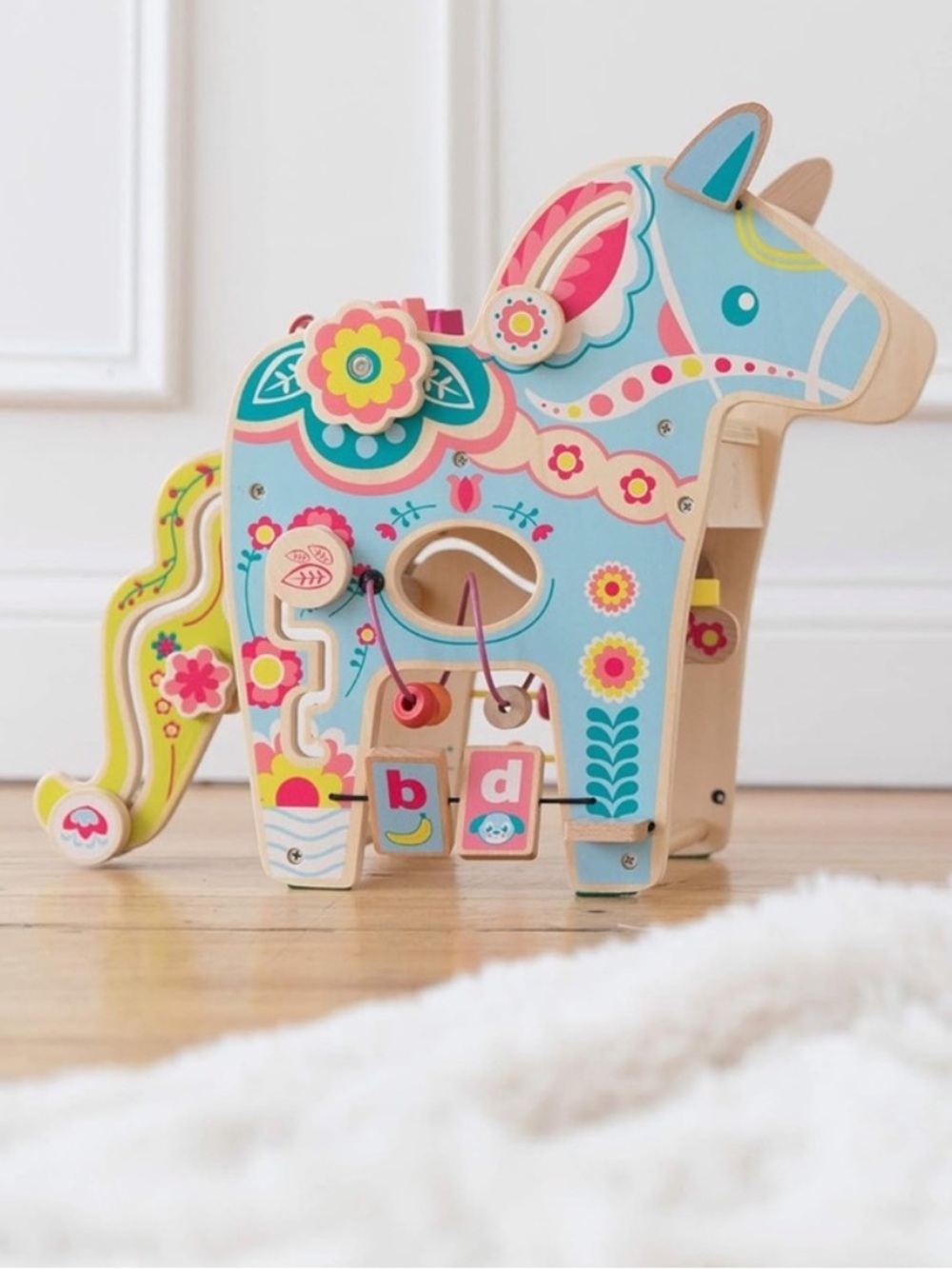 The Manhattan Toy Company Wooden Dala Pony Swedish Multicolor Activity Center